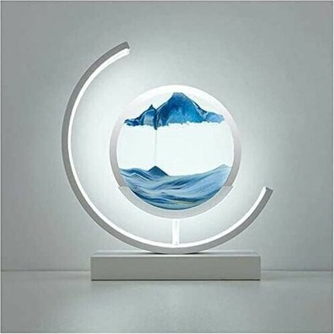 Lampe de Table 3D en Sable Mouvant, Tableau Décoratif Tournant en Forme de Demi-Cercle, Luminaire Artistique pour Bureau avec Sable Fluide, Idéal Cadeau (1/5)