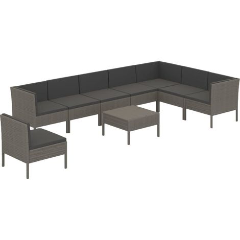 Maison Exclusive - 9-tlg. Garten-Lounge-Set mit Auflagen Poly Rat