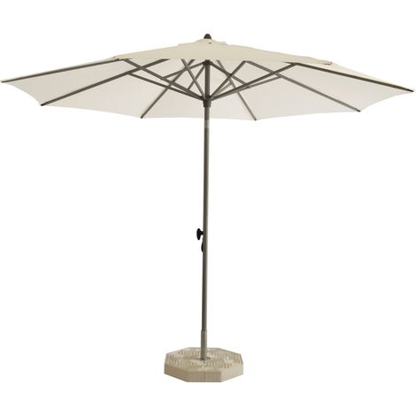 Ombrellone da Giardino Ø3 m Palo Ø40 mm in Alluminio Grigio Lucido Telo in Poliestere Bianco