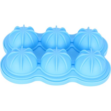 Moule à Boules de Glace Réutilisable en Silicone - 6 Cavités - Pour Cocktails et Boissons - Bleu Ciel
