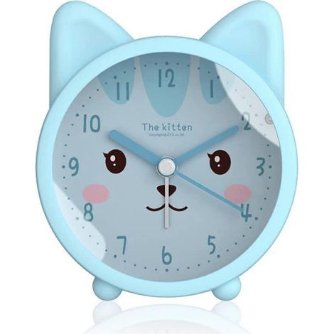 Réveil animal mignon pour enfants, réveil chat silencieux, réveil de bureau silencieux avec rétroéclairage (1/5)