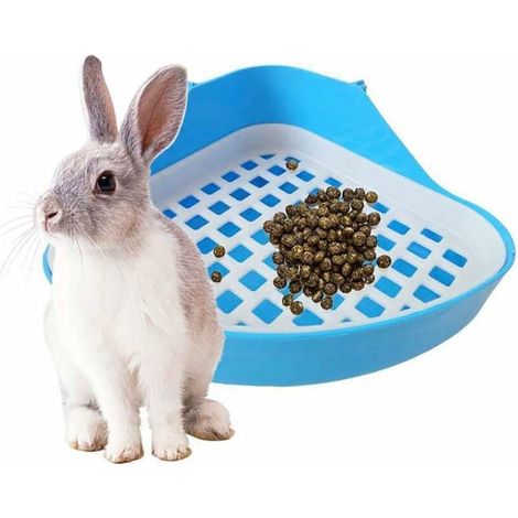 Rabbit Toilet Litter Tray, Small Animal Corner Toilet Potty, Pet Litter Corner Trays for Rabbit, Hamster (Pink) (1/5)