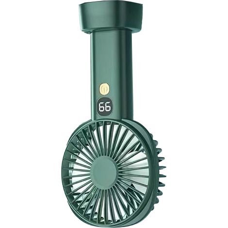 Tragbarer Handventilator, USB-aufladbar, akkubetrieben, 5 Geschwindigkeitsstufen, leiser Mini-Handventilator mit Akkuanzeige, Dunkelgrün (1/5)