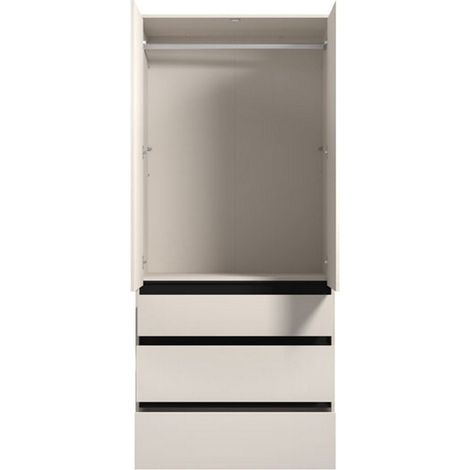 Guardaroba 2 Ante Vimercatii, Armadio Camera da Letto Appendiabiti, 3 Cassetti, un Ripiano, 93x211h cm Bianco