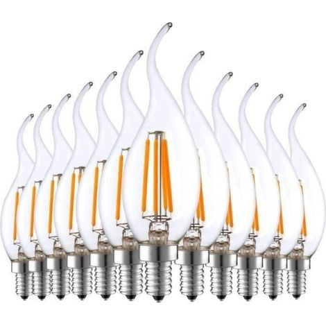 4W E14 Ampoule de Filament LED Flamme Bougie 2700K Blanche Chaude Equivalent Incandescente Halogène 40W (Lot de 12) LBQ42 (1/4)