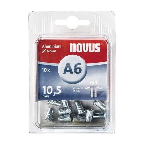 10 ÉCROUS À RIVETS EN ALUMINIUM 6 X 15 MM NOVUS 045-0043 (1/3)