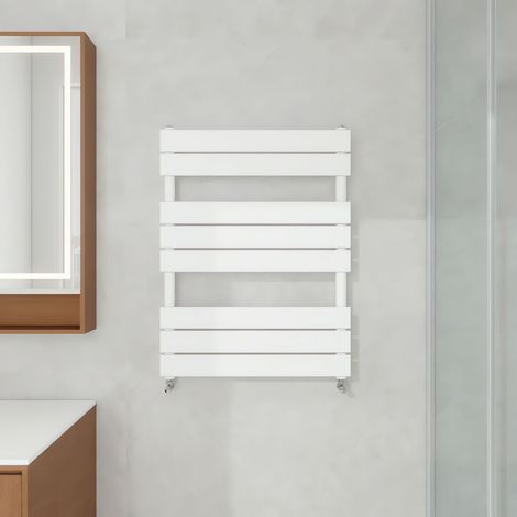 800x600mm Designer Flat Panel Heated Towel Rail Radiator Bathroom Warmer Heating White (1/5)
