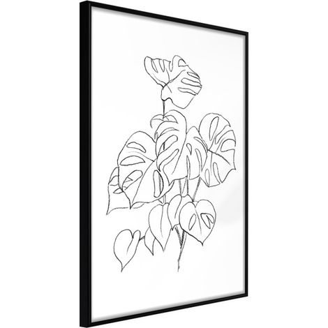 Affiche Murale Encadrée "Bouquet of Leaves" 21 x 30 cm Noir