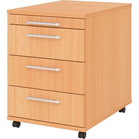 bümö basic Rollcontainer - mit 3 Schubladen Buche (1/5)
