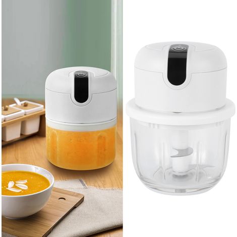 Hachoir à ail électrique 350 ml, hachoir à viande rechargeable, robot de cuisine, rechargeable par USB, blanc (1/5)