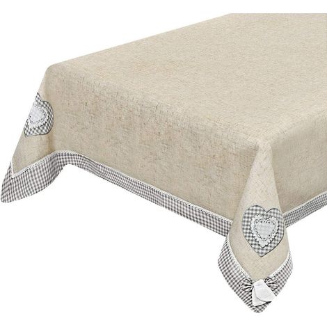 Tovaglia Cucina Runner Centrotavola Shabby Chic Cuore Ricamato - 140x180 cm
