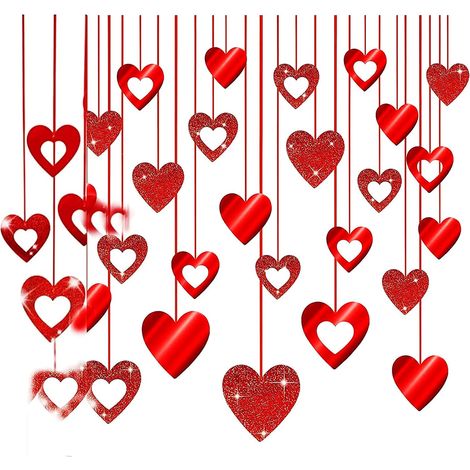40 Pièces Tourbillon Suspendu Forme Coeur Rouge Décoration Kit Décoration Saint Valentin à Suspendre,Coeur Ornement pour Saint-Valentin Romantique Décorations Fournitures Anniversaire Fiançailles (1/5)