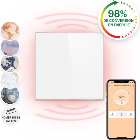 Klarstein – Radiateur infrarouge mural 360W – Panneau chauffant extra plat – Contrôle WiFi avec application – Norme IP24 pour salle de bain