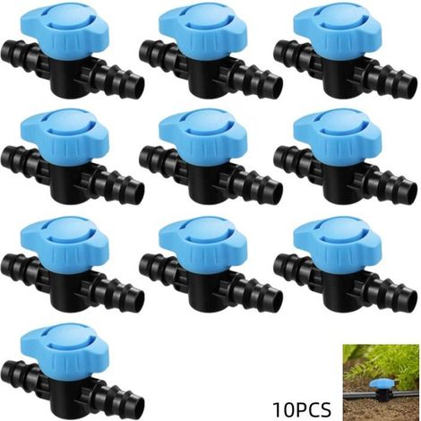 Lot de 10 vannes goutte à goutte, robinet d'arrêt 16 mm 1/2 pouce, raccord cannelé en ligne (1/5)