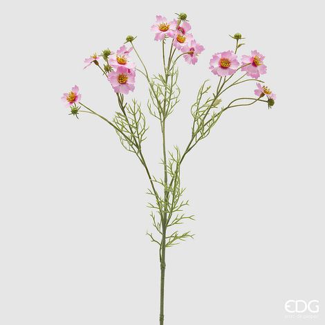 EDG Enzo De Gasperi Cosmos Ramo con Foglie H 65 Cm Pianta Artificiale Rosa
