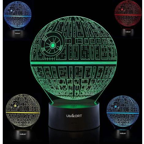 Lampe 3D illusion Étoile de la Mort (Star Wars), cadeau d'anniversaire Star Wars unique pour homme, veilleuse décorative Star Wars parfaite pour enfants, cadeau idéal pour un anniversaire. (1/4)