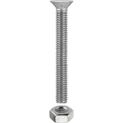 MASIDEF - 4 PEZZI - VITI A TESTA PIANA SVASATA 6X80MM - CON BULLONE ESAGONALE