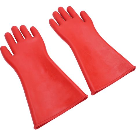 2 gants de sécurité isolants électriques 5000V haute tension en caoutchouc naturel (1/5)