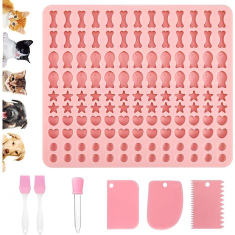 Hundefutter-Formen, mit Pinsel, Teigschaber und Wassertropfen, Mini-Halbkugelform für Leckerlis (1/5)