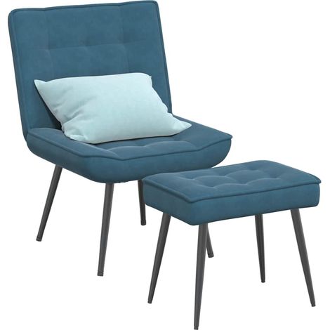 vidaXL Relaxsessel mit Hocker Blau Samt (1/5)