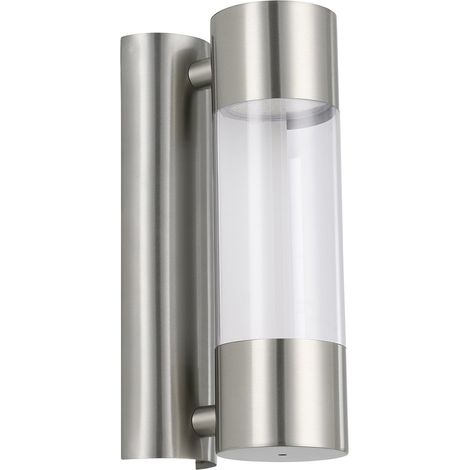 Applique Esterno Moderna Robledo Acciaio Argento Policarbonato Trasp Led