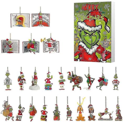 Calendrier de l'Avent de Noël, boîte surprise, compte à rebours de 24 jours, pendentif sapin de Noël, boîte surprise Grinch (1/5)