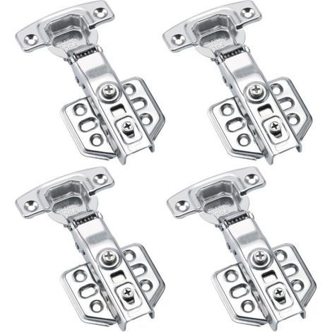 Lot de 4 Charnières Invisibles Amorties en Acier Inoxydable pour Portes de Meuble (1/4)