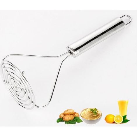 Presse-Purée - Professionnel - Acier Inoxydable - Poignée Antidérapante - Facile à Nettoyer - 23x9cm (1/4)