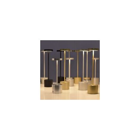 Lampada da tavolo LED wireless da 34 cm – Metallo dorato – 2 livelli di luminosità – Design moderno per camera da letto, ufficio, hotel, ristorante – Crezuo
