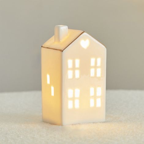 Maison De Village De Noël - Décor En Céramique Rouge Avec Motifs Géométriques - Ornement De Noël Pour Disposition Villageoise - 1 Pièce (1/5)