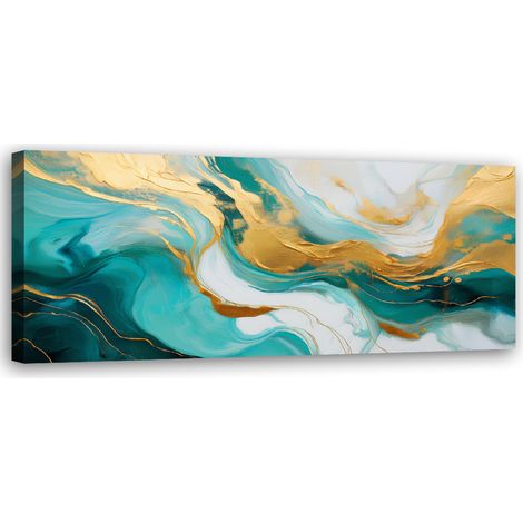 Tableau déco Texture abstraite de marbre or turquoise 90x30 (1/5)