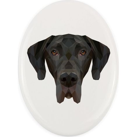Deutsche Dogge I – ein geometrischer Teller mit Foto und Inschrift von Art-Dog (1/4)