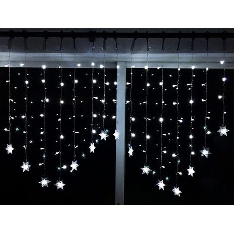 Guirlande lumineuse de Noël pour fenêtres, rideau de 3,5 m avec 96 LED en forme de flocons de neige, décorations féériques pour l'intérieur et l'extérieur. (1/5)