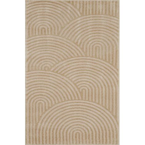 Tapis salon et chambre 160x230 beige rectangle tissé motif géométrique CEROTEA