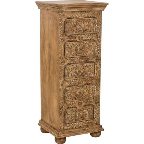 Sinfonier de Madera artesanal con 5 cajones marrón 45x40x100h cm (1/5)