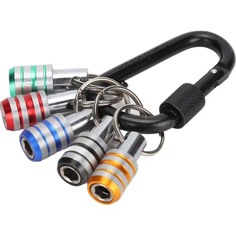 Lot de 5 porte-embouts 1/4 po à tige hexagonale avec mousqueton, barre d'extension dégagement rapide en acier inox et alliage alu pour perceuse et visseuse (1/5)