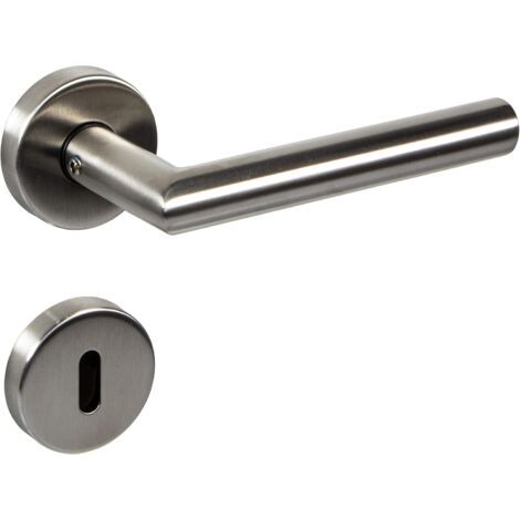BUNTHAUS Poignée de porte en acier inoxydable brossé – Garniture moderne pour portes intérieures – Clé à panneton – Épaisseur de porte 37-47mm (1/4)