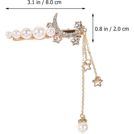 Gold Alloy Moon and Star Hair Clip, Decorative Barrette (1/5)