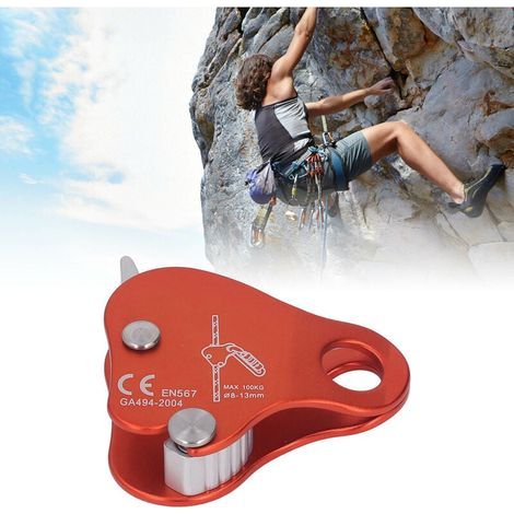 Bloqueur de Corde d'Escalade en Alliage d'Aluminium Autobloquant 8-13mm Bloqueur de Bloqueur de Corde d'Escalade pour Escalade en Plein Air Alpinisme Orange (1/4)