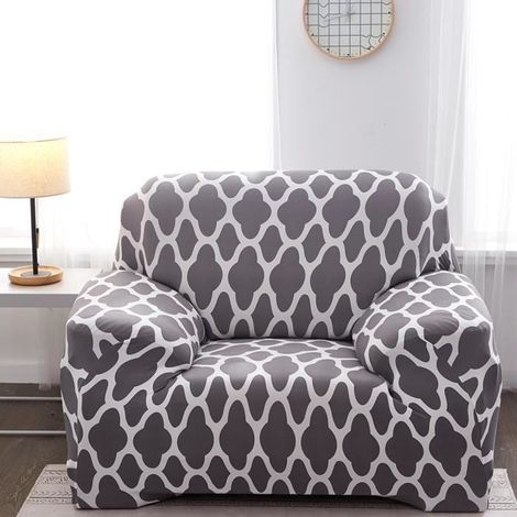 90-140cm Housse de canape 1 place, Housse de fauteuil 1 place avec accoudoirs, extensible, Couverture de Canapé Anti-acariens Gris (1/4)