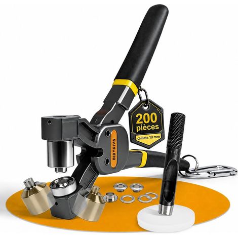 Pince a Oeillet 10 mm avec 200 Oeillets et Poinçon Magnétique pour Bâches (1/5)