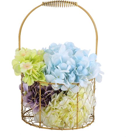 Panier à Fleurs en Fer Forgé Doré - Emballage pour Bouquets de Fleurs à Main (1/5)