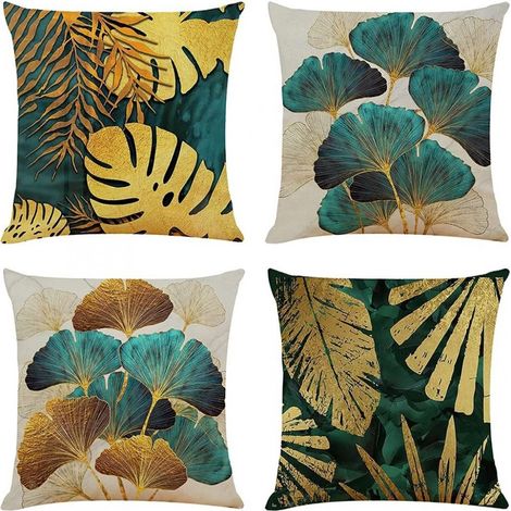 TuseRxln Housse de Coussin - Taie d'oreiller Velours - Lot de 4 Housses Quadratiques 50X50 Cm ou 45X45 Cm - Pour Salon Chambre Jardin Or (1/5)