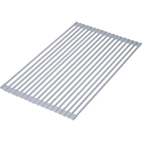 Emuca Escurreplatos flexible y enrollable de silicona, Acero y Plástico, Gris