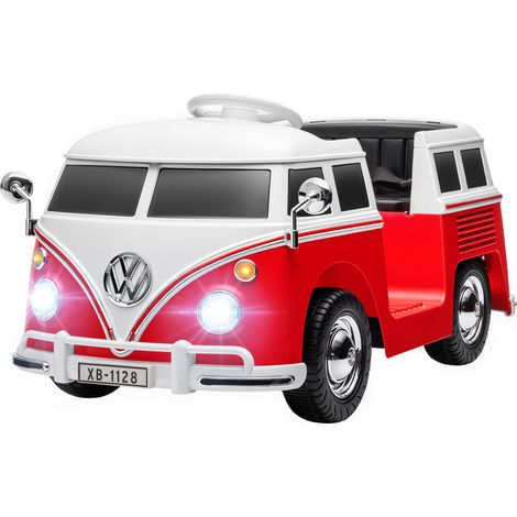 Voiture électrique enfant combi 89 x 49 x 41.5 cm démarrage doux 2 moteurs finition mate cosy vintage jardin en PP rouge (1/5)