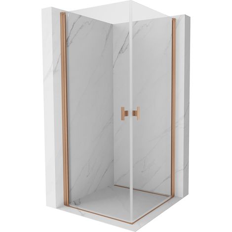 Mexen Mist-B Duo cabina de ducha abatible 80 x 80 cm, transparente, cobre cepillado - 8A2-080-080-65-00 (1/5)