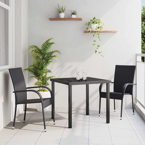 Ensemble de salle à manger pour jardin 3 pcs-Salon de jardin Noir 902239 (1/5)
