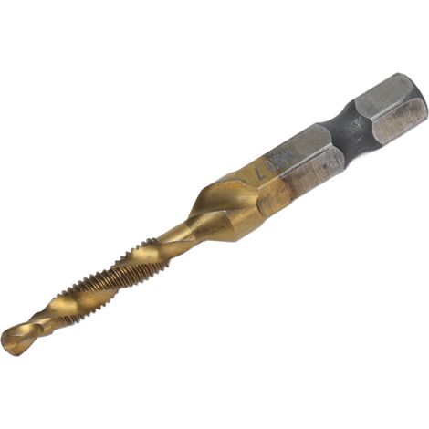 Mèche à tarauder avec foret combiné queue hexagonale revêtement titane métrique pour bois alliage M4 acier rapide (1/5)
