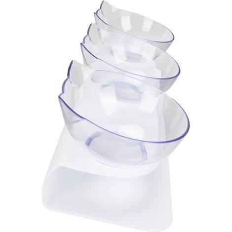 Gamelle surélevée pour chat - VGEBY - 3 bols - Transparent - Protection colonne vertébrale - PVC/ABS (1/4)