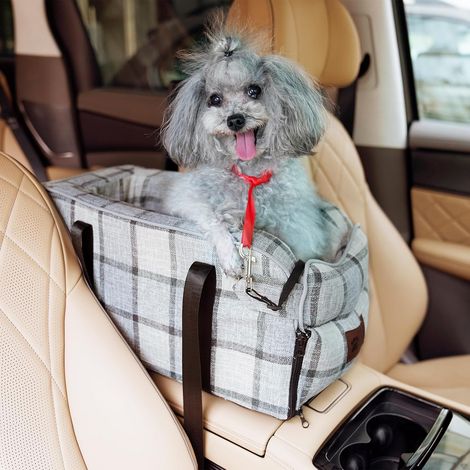 Siège Auto Chien Petite Taille 2en1 - Panier Voiture, Sac Transport Avant avec Oreiller Lavable et Amovible pour Chien et Chat (1/5)